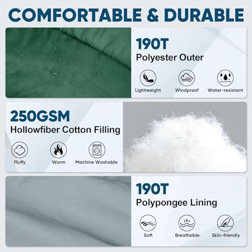 PTEROMY Sleeping Bags for Adults, Lightweight and Machine Washable, Water Resistant Backpacking Camping Sleeping Bag for Warm Cold Weather, Camping Essentials for Hiking Travel