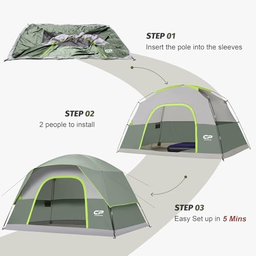 CAMPROS CP Tents for Camping 2/4/6 Person, Waterproof Windproof Dome Tent