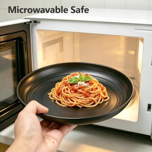 16Pcs Black Unbreakable Dinnerware Set Plates Bowls Cups for 4