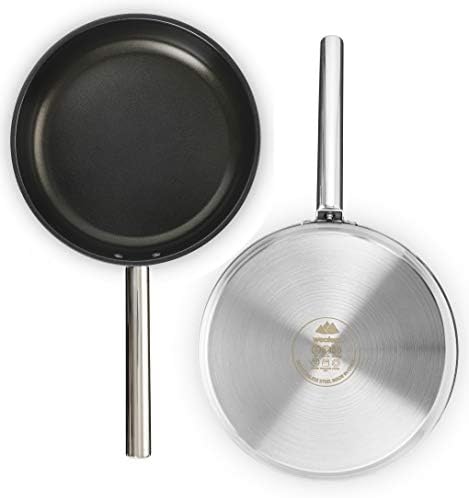 Camping Cookware Set 304 Stainless Steel 8-Piece Pots & Pans Open Fire Cooking Kit | Frying Pan Steamer with Travel Tote Bag | Compact For Outdoors & Indoors Kitchen Campfire Hiking RV
