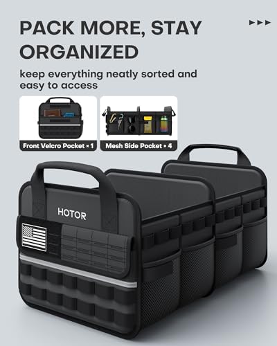 HOTOR Tactical Trunk Organizer - Car Storage with Front MOLLE Pockets