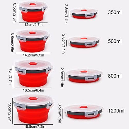 Guyuyii 4 Pack Food-Grade Silicone Collapsible Bowls with Lids for Camping