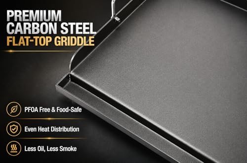 Hisencn 25"x16" Flat Top Griddle for Gas Grill and Stove, 4-5 Burner Grills