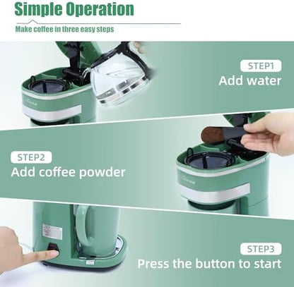 Single Serve Coffee Maker, 15oz Portable One Cup Coffee Brewer