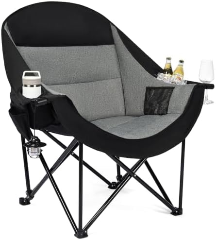 Oversized Camping Chair - Heavy Duty Padded Lawn Chair for Adults