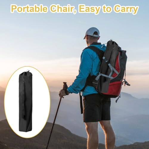 Camping Chair 2 Pack Portable Folding Chair, Supports 300lbs, Lightweight Stable Outdoor Chair for Camping Hiking Fishing Beach Travel Picnic, Compact Collapsible Camping Seat, Classic Black