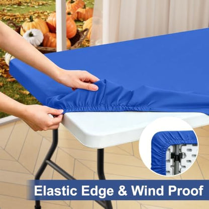 homing Rectangle Table Cloth Cover 6 Foot Blue Elastic Fitted Tablecloth