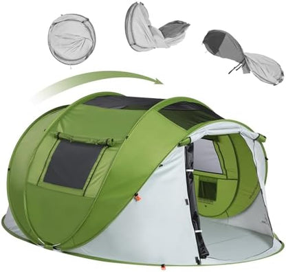 Sportneer Camping Tent: 2 Adults Pop Up Tent with Rain Fly and Carrying Bag - All-Weather Shelter for Camping Backyard Sleepover & Beach, 2 Doors, 3 Top Meshes, Easy Set Up, Size 110''x78''x51''