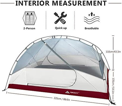 Forceatt Tent for 2 and 3 Person is Waterproof and Windproof, Camping Tent for 3 to 4 Seasons,Lightweight Aluminum Pole Backpacking Tent Can be Set Up Quickly,Great for Hiking
