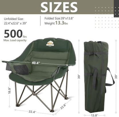Colegence Oversized Camping Chair for Adults, Padded Lawn Chair 2 Pack