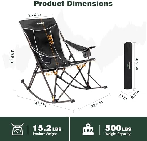 SUNNYFEEL 2 Pack Oversized Folding Rocking Camping Chair 500lbs