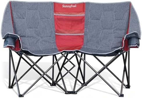 SUNNYFEEL Folding Double Camping Chair Oversized Loveseat for Adults