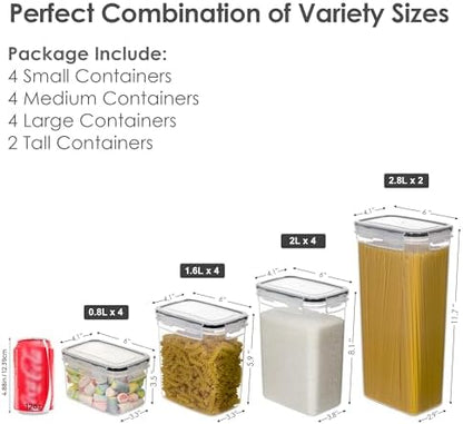 CHEFSTORY Airtight Food Storage Containers Set, 14 PCS Kitchen Storage Containers with Lids for Flour, Sugar and Cereal, Plastic Dry Food Canisters for Pantry Organization and Storage