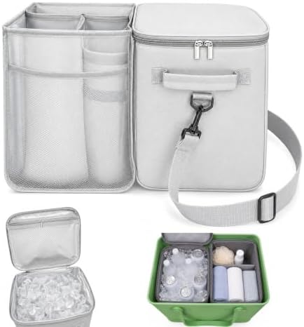 2-in-1 Cooler Organizer Insert Compatible with X Large Bogg Bag, Leak-Proof PEVA Ice Chest with Mesh Divider Pouch, 4 Metal Fasteners, Beach Tote Bag Organizer for Pool, Picnic, Travel, Camping.