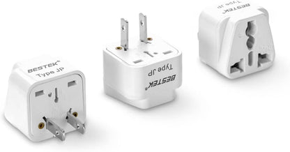 BESTEK Japan Travel Plug Adapter, Grounded Universal Type A Plug Adapter JP to US Adapter - Ultra Compact for US, Japan, China Phones, Laptops, Camera Chargers and More, 3 Pack