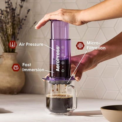 AeroPress Clear Purple Coffee Press, French Press, Pour-Over & Espresso Style