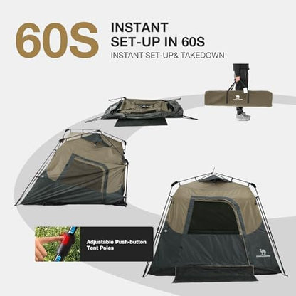 CAMEL CROWN 4/6 Person Instant Cabin Tent, Pop Up Windproof Tents for Camping, 60-Second Setup Family Tent with Carry Bag for Outdoor Hiking