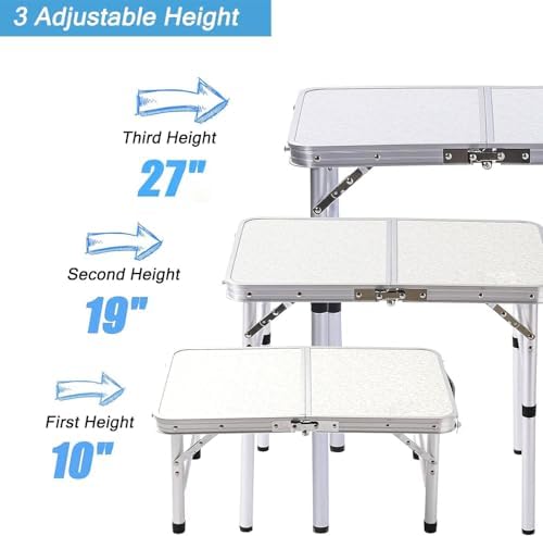 YUFIFAIRY Small Folding Table Portable, 24" L x16 W Foldable Camp Table