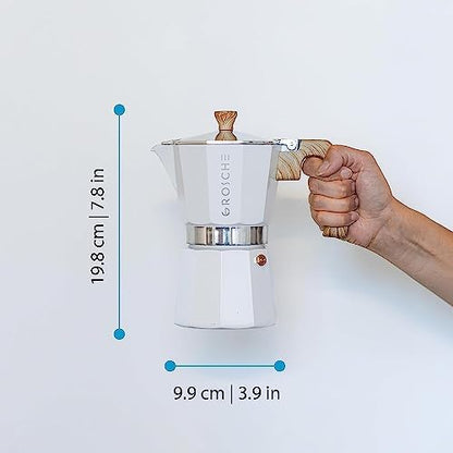 GROSCHE Milano Stovetop Espresso Maker Moka Pot 6 espresso Cup 9.3 oz White
