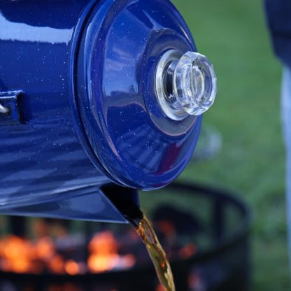 WILD Deluxe Camping Percolator Coffee Pot - Glazed Enamel Finish - Stainless Steel Internal Components - Hanging Handle - Clearview Glass Top - 10 Cups