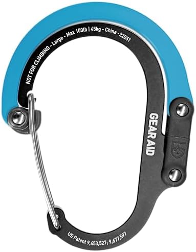 GEAR AID HEROCLIP (Large) Carabiner Gear Clip and Hook for Hanging Heavy Duty Items, Camping Backpacks, Suitcases, Kayaks, Bicycles and More