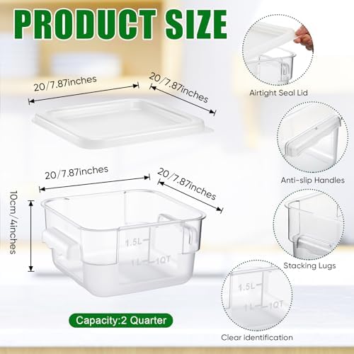FoldTier 2 Pcs Square Food Storage Containers, White, 2 Qt