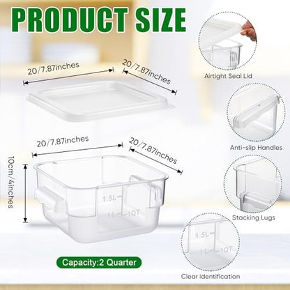 FoldTier 2 Pcs Square Food Storage Containers, White, 2 Qt
