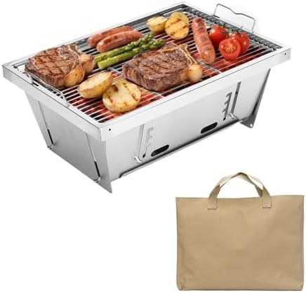 Portable Charcoal Grill, Camping Charcoal Grill for IGT Table, Folding Barbecue Grill, Outdoor Tabletop BBQ Grill,Backpacking BBQ Grill with Carry Bag, for Outdoor Cooking Picnics Beach