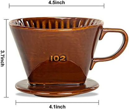 Pour Over Ceramic, Coffee Dripper Ceramic Coffee Maker,Brown