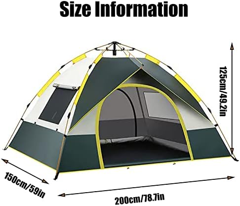 HUHJYUGE 2/4 Person Tent Water Resistant, Instant Pop Up Tent for Camping Weatherproof, Easy Setup Beach Tent Sun Shelter, Ventilated Mesh Windows, for Backpacking, Hiking (B 2 Person)