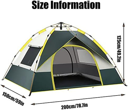 HUHJYUGE 2/4 Person Tent Water Resistant, Instant Pop Up Tent for Camping Weatherproof, Easy Setup Beach Tent Sun Shelter, Ventilated Mesh Windows, for Backpacking, Hiking (B 2 Person)