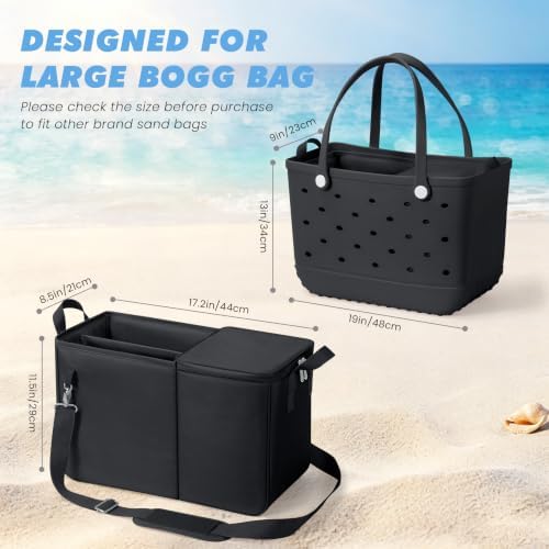 Cooler Organizer Insert Compatible with Bogg Bag XL, Leak-Proof Ice Chest Beach Bag with Removable Divider, Zippered Pouch, Portable Travel Organizer for Beach, Picnic, Camping, Pool