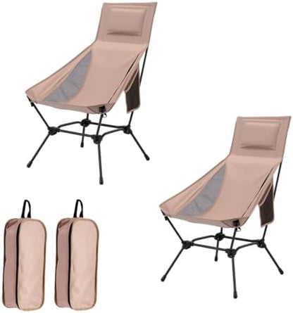 2 Pack High Back Camping Chair, 2-in-1 Height Adjustable, Heavy Duty