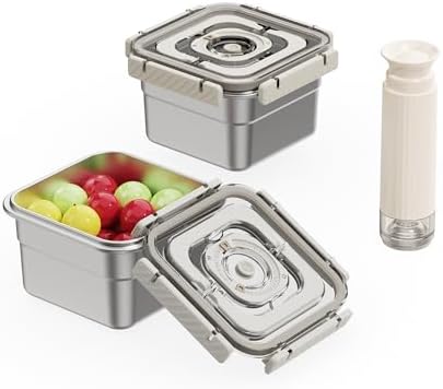 Stainless Steel Vacuum Food Storage Container with Handle- 2pack(1850ml)