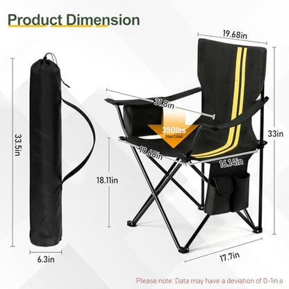 Outvita Portable Camping Chair with Insulated Cooler & Bag Black