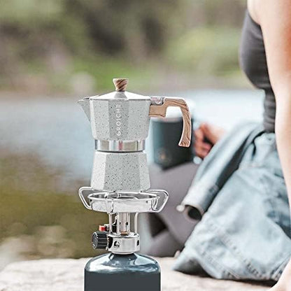 GROSCHE Milano Stovetop Espresso Maker Moka Pot 6 espresso Cup, 9.3 oz Grey