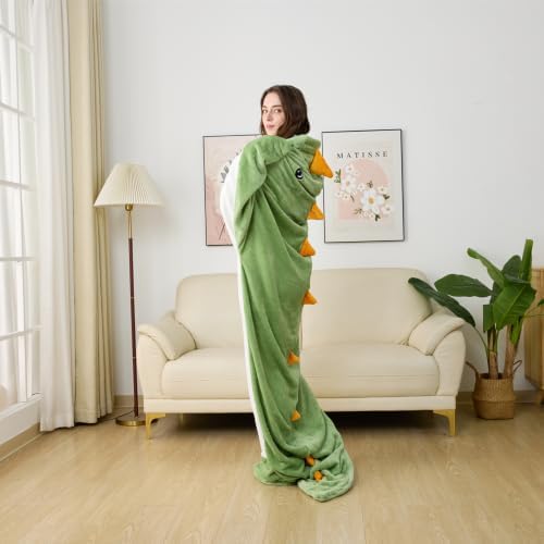 Wearable Dinosaur Blanket Hoodie Animal Sleeping Bags Soft Cozy Dinosaur Gifts(M fit for 4'9"-5'1")
