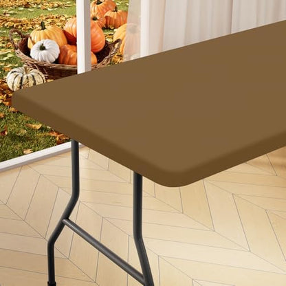homing Rectangle Table Cloth Cover 6 Foot Brown Elastic Fitted Tablecloth