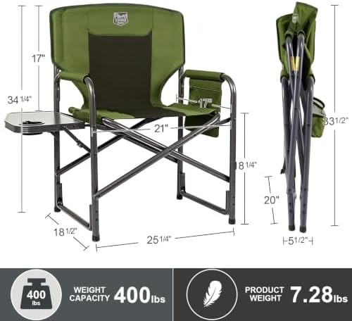 TIMBER RIDGE Aluminum Oversized Camping Chair, Support 400lbs