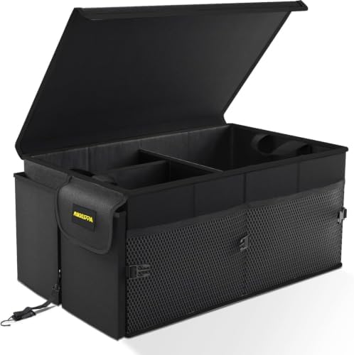 MIKKUPPA Trunk Organizer with Lid - 65L Collapsible Car Organizer, Black