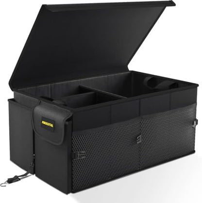 MIKKUPPA Trunk Organizer with Lid - 65L Collapsible Car Organizer, Black