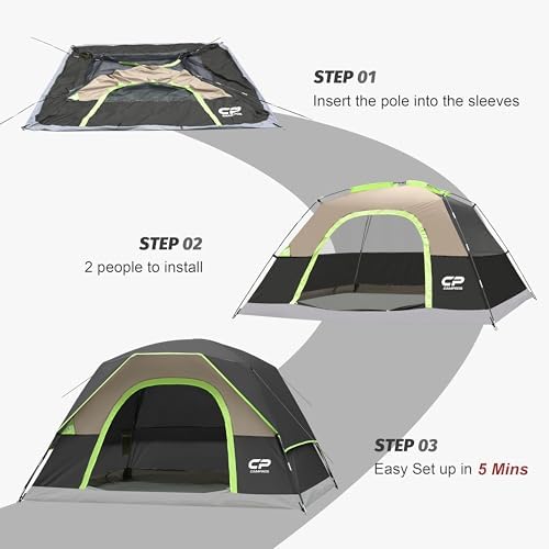 CAMPROS CP Tents for Camping 2/4/6 Person, Waterproof Windproof Dome Tent