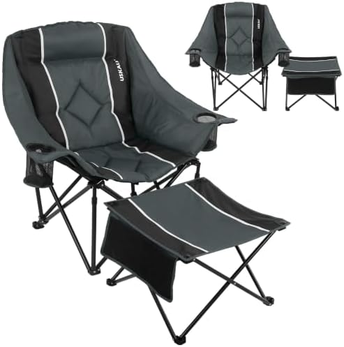 Oversized Camping Chair with Foot Rest, Heavy Duty 400 lbs