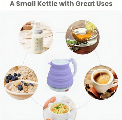 Travel Pour Over Coffee Maker Single Serve, Portabe Single Cup Pour Over Coffee Maker + Portable Kettle Electric, Collapsible Travel Electric Kettle (Purple)