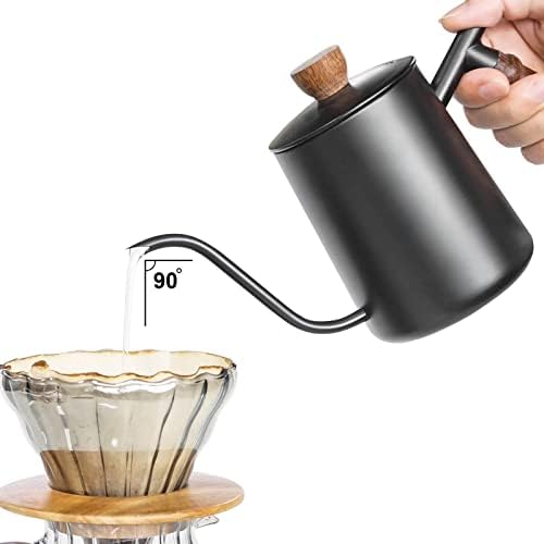 SOTECH Pour Over Coffee Maker Set with Black Gooseneck Kettle Wooden Storage Tray Coffee Dripper Glass Server Coffee Scoop DIY Manual Coffee Maker Set (Portable Sack Set) (coffee maker set)