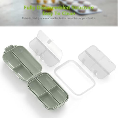 7 Compartments Travel Pill Organizer, Foldable Portable Airtight Pill Box