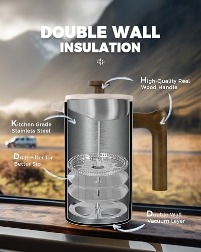 POLIVIAR French Press Coffee Maker, 34 oz