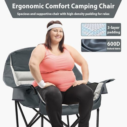 Youtanic Oversized Padded Camping Chair, Portable Folding Camping Chairs
