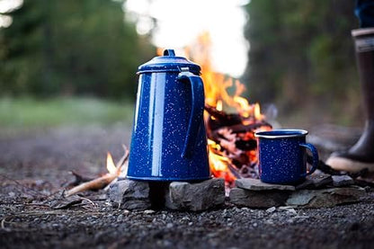 GSI Outdoors Enamel Coffee Pot to Store Hot Coffee, Tea for Camping & Farmhouse - 6 Cup