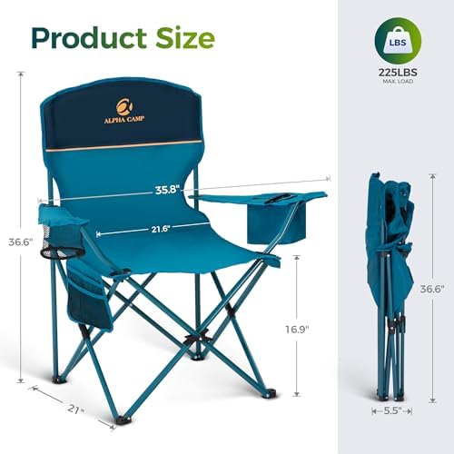 ALPHA CAMP Folding Camping Chair for Adults Lawn Chair for Camping Outdoor